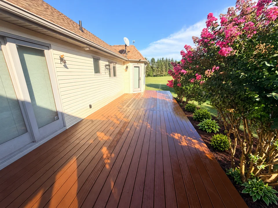 In progress: installed deck boards before the railing stage
