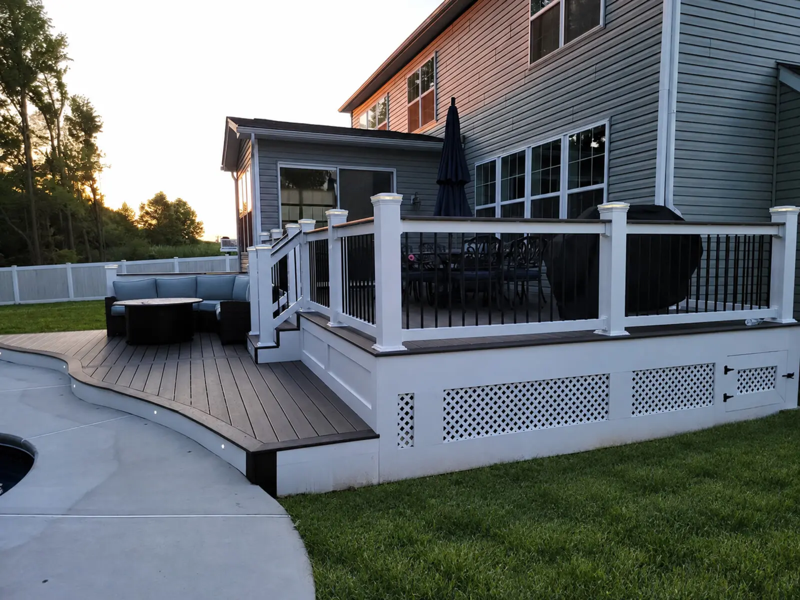 Custom composite deck completed by Zenna Decks