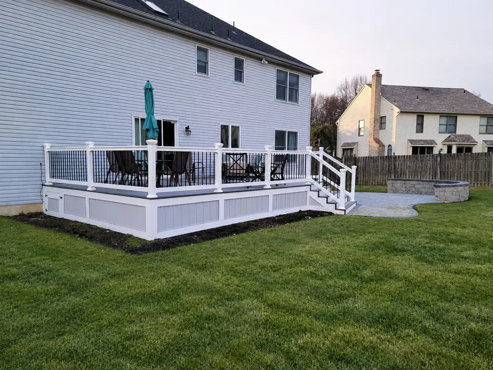 White-railing composite deck